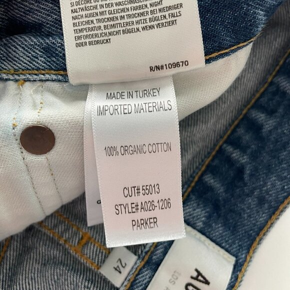 Agolde Raw Hem Denim Mid Rise Waist Button Fly Waist Parker Jean Shorts Blue 24 - Picture 8 of 8